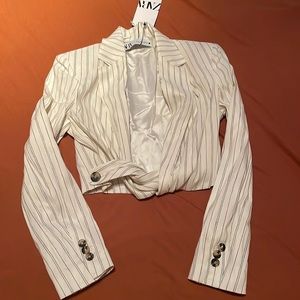 Pinstripe Cropped Blazer Top